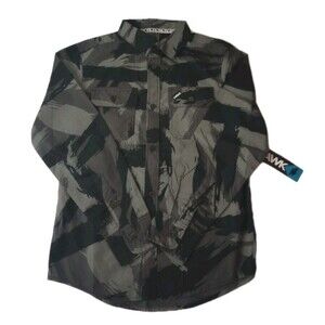 NWT Tony Hawk Black/Gray Camo Button Up Top sz M 10/12 Boys Youth
